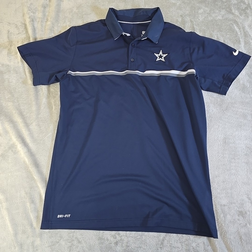 Nike Dallas Cowboys On Field Shirt Mens Large Blue Dri Fit NFL Sportswear Casual